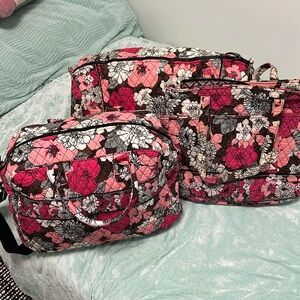 Vera Bradley Set of three travel bags in Mocha Rouge